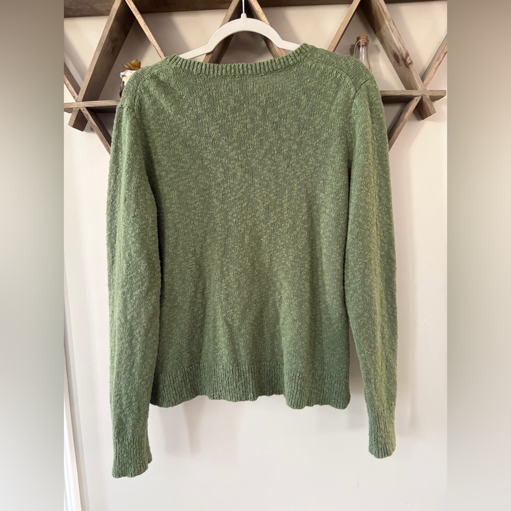 J.Crew V-neck slub sweater in green. Like new. Women’s size large. - Picture 4 of 5